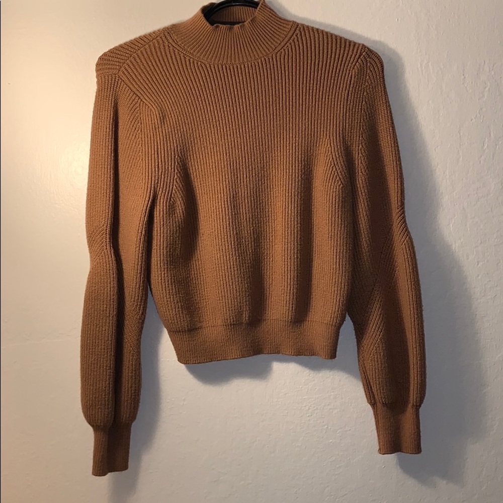 Zara Brown Knit Turtleneck Pullover Sweater